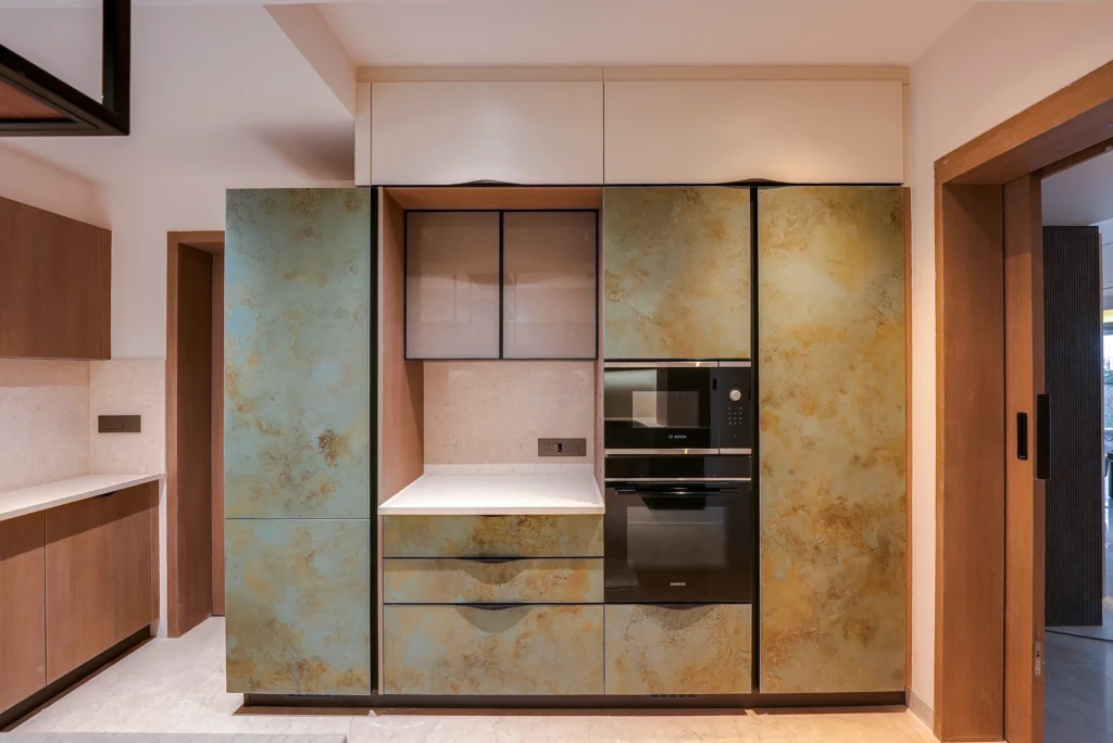 Island kitchen layout with 4 foot walkway between counters